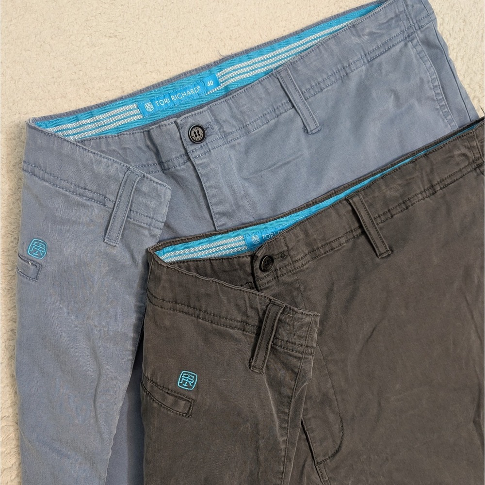 2‎ Pack Tori Richard 40x8" Men's Shorts Flat Front Cotton Stretch Grip Waist